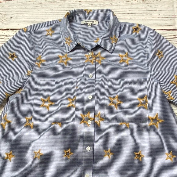Madewell Star Embroidered Striped Shirt Sz S - Picture 8 of 14